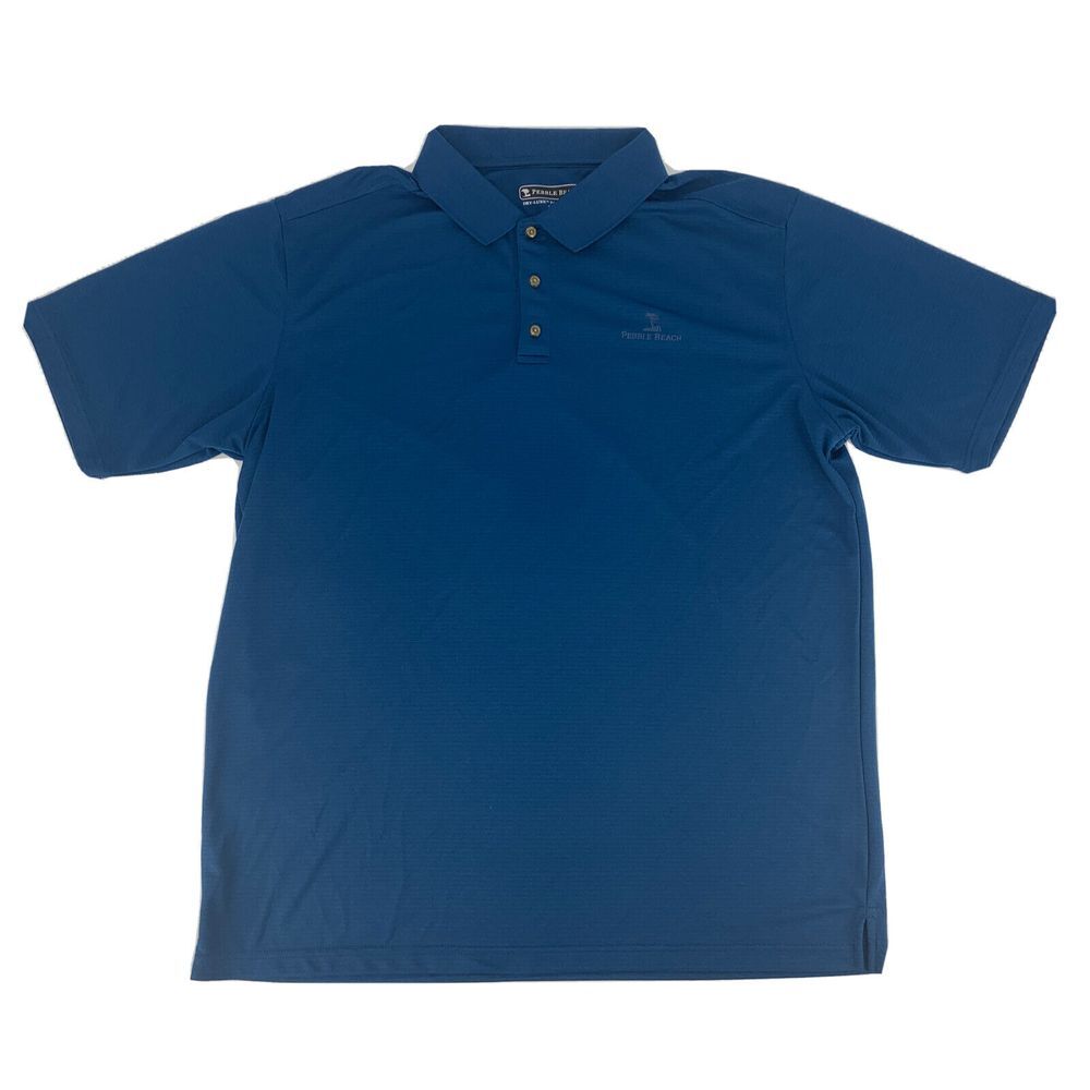 Men's Pebble‎ Beach Dry Luxe Performance Golf Short Sleeve Polo Shirt Blue XXL